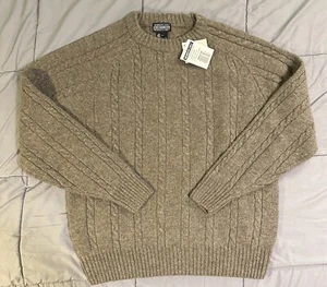 Vintage Member's Only Crew Neck Sweater Wool Cable Knit Gray Men's Size XL New! - Picture 1 of 12