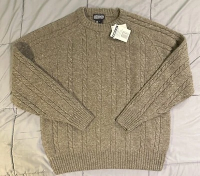 Vintage Member's Only Crew Neck Sweater Wool Cable Knit Gray Men's Size XL New! - Image 1 of 4