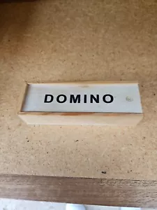 Domino Game Vintage Set In Wooden Slide Top Box - Picture 1 of 6