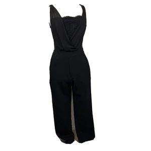 Ted Baker London Saunton Jumpsuit 4 Womens Black Lace Sleeveless Ankle Pockets - Picture 1 of 12