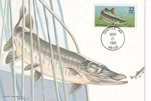 USA 1986 FIVE FIRST DAY COVERS ON MAXI CARD, FISH - Picture 1 of 10