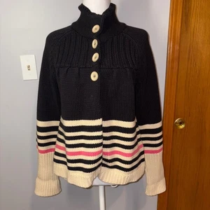 Sanctuary Clothing Womens Medium Homespun Knit Button Up Cardigan Sweater black - Picture 1 of 8