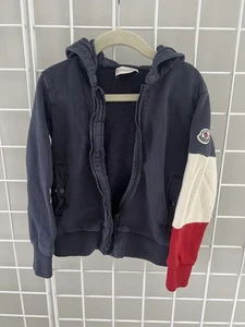 Moncler Kids Navy Blue Maglia Cardigan C/Cappuccio Cotton Sweatshirt Size 6 - Picture 1 of 15