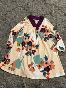 TEA Dress Poppy Floral Trapeze Girls Size 7 A-Line Cotton Long Sleeve - Picture 1 of 4