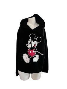 Disney Cropped Pullover Hoodie Mickey Mouse Grafik roher Saum Gr. XXL schwarz - Bild 1 von 4