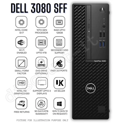 Dell OptiPlex 3080 SFF Intel Core i7-10th Gen 64GB  2TB SSD Win11 DVD Drive - Image 1 of 3