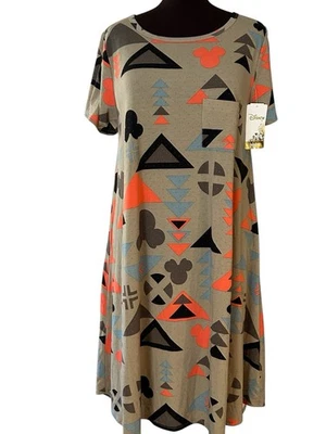 LuLaRoe Disney Carly платье XL Минни-Маус геометрический серый оранжевый новый размер 18-20 - Изображение 1 из 4