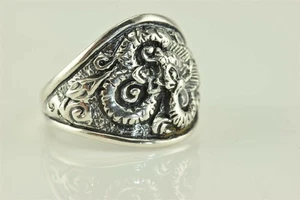 Sterling Silver 18mm Oxidized Coiled Snake OM Tapered Band Ring Thumb 925 Sz: 9 - Picture 1 of 6