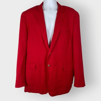 Alan Flusser 男式亚麻混纺西装外套 | XL | 红色 | Holidays Resort Coastal — 第 1/4 张图片