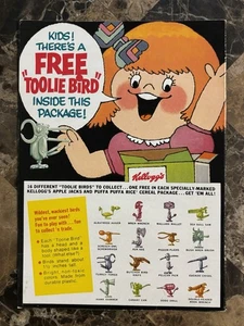 OFFERTA ORIGINALE 1971 KELLOGG’S APPLE JACKS CEREALI TOOL BIRD 9x6 TAGLIATO - Foto 1 di 2