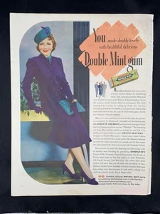 Anuncio de revista* - 1938 - Wrigley's Double Mint - Chicle - Claudette Colbert - Imagen 1 de 1