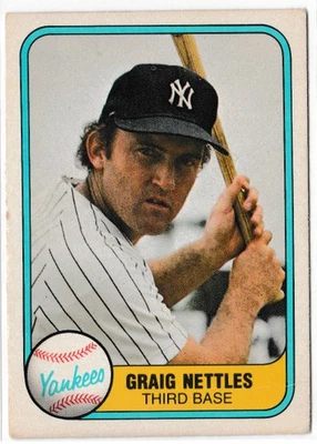 Fleer 1981 - Graig Nettles #87 Graig on Back Yankees Foto 1 de 2