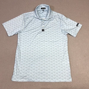 Bad Birdie Polo Shirt Mens Small Blue Geometric Performance Stretch Golf - Picture 1 of 8