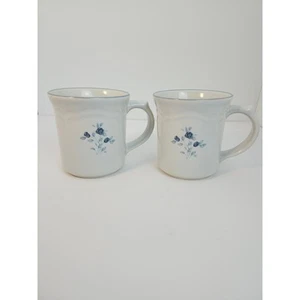 Pfaltzgraff Poetry Blue Rose Vintage Set Of 2 Coffee Mug Glossy Coffee Tea - Picture 1 of 11
