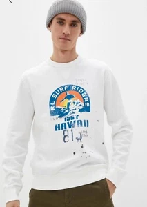$148 NWT Mens Polo Ralph Lauren Graphic Hawaii Fleece Crewneck Sweatshirt White - Picture 1 of 3