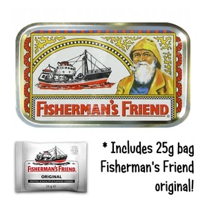 FISHERMANS FRIEND Free LOZENGES bait Stash Tobacco Baccy Box uk Storage gift Tin - Picture 1 of 8