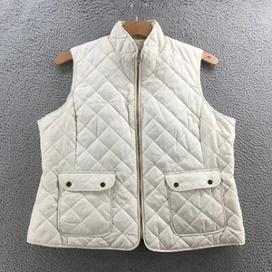 St Johns Bay Quilted Puffer Vest Womens XXL White Zip Up Pockets Sleeveless NEW - Picture 1 of 16