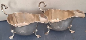Pair of Antique Silver Sauceboats Campbell, Harrods 414 gm - Picture 1 of 12