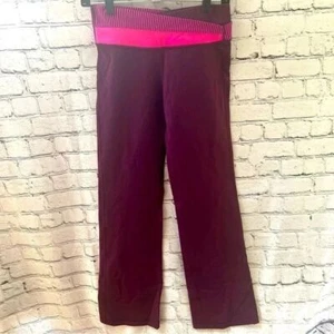 Lululemon Burgundy Red and Pink Boot Cut Style Leggings Size 8 - Picture 1 of 7