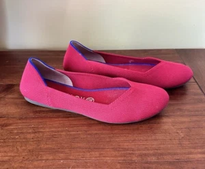 Rothy’s The Flat SCOOTER RED SHOES WOMEN’S Size US 8.5 Worn Once For A Few Hours - Picture 1 of 14