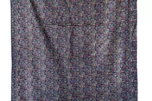 VINTAGE UZBEK USSR COTTON CRAFTED SATIN FABRIC (86.6"-220cm/33.5"-80cm) (A18) - Picture 1 of 4