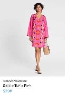 Frances Valentine Small Dress Pink Goldie Tunic Kaftan Midi Tunic Cotton $298. - Picture 1 of 12