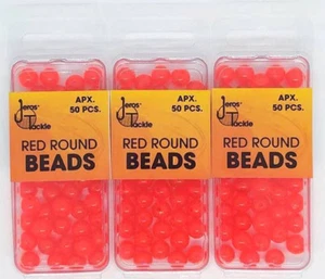 3 PACKS DE CUENTAS REDONDAS ROJAS TALLA 8 JEROS TACKLE (APX. 50 PIEZAS POR PACK) - Imagen 1 de 1