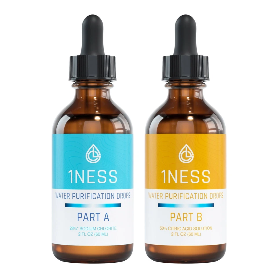 1ness Gocce per Trattamento Acqua - Bottiglie di Vetro - Kit 2oz (CitricKit) - Immagine 1 di 4