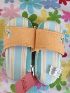 New Gymboree Girls Pool And Shark Sleep Line Cozy Slippers Size 11/12 - Picture 1 of 2