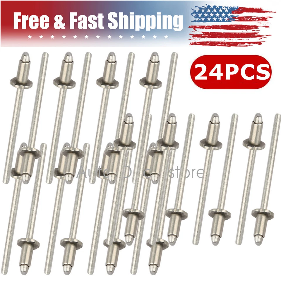 24PC Stainless Rivets Stainless Steel VIN Door Tags For Chrysler GM Ford AMC - Image 1 of 4