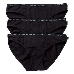 9 x Womens Bonds Hipster Bikini Underwear Undies Black - Picture 1 of 3