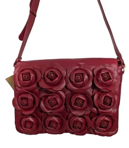 Clever Carriage Handcrafted Leather Rose Bouquet Crossbody Bag-Red-New - Picture 1 of 6
