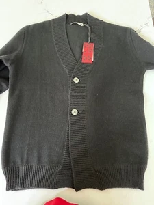 NWT Neill Katter Italian couture black wool cardigan size XL - Picture 1 of 3