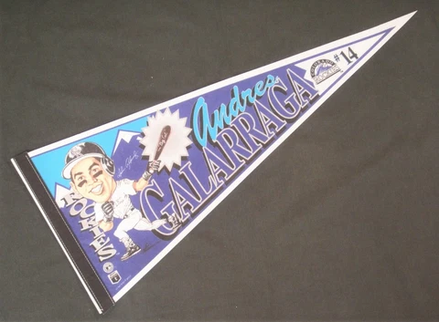 Andres Galarraga Big Cat #14 Colorado Rockies Baseball Pennant Purple Black Cover