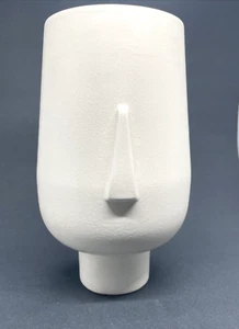 Felice Vase Crate & Barrel White Matte Glaze Large Vase 9.25” Portugal Face Vase - Picture 1 of 7