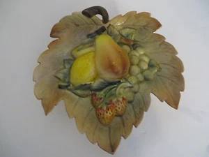 Vintage Lefton Wall Pocket With Fruit Pear Lemons Grapes Strawberries and Leaves - Picture 1 of 12