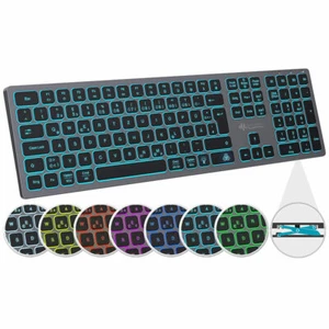 Funk-Tastatur, farbige Beleuchtung, Slim, Scissor-Tasten, Akku, 2,4GHz - Bild 1 von 6