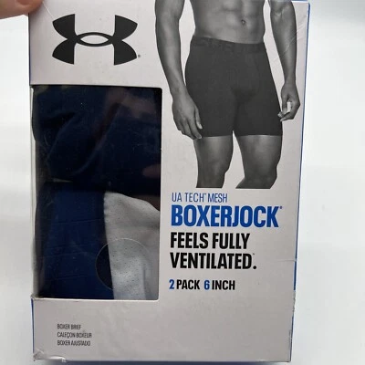 Calzoncillos boxer Boxerjock UA Tech de 6" para hombre de Under Armour 2-pack Negro/Gris Pequeño Foto 1 de 3