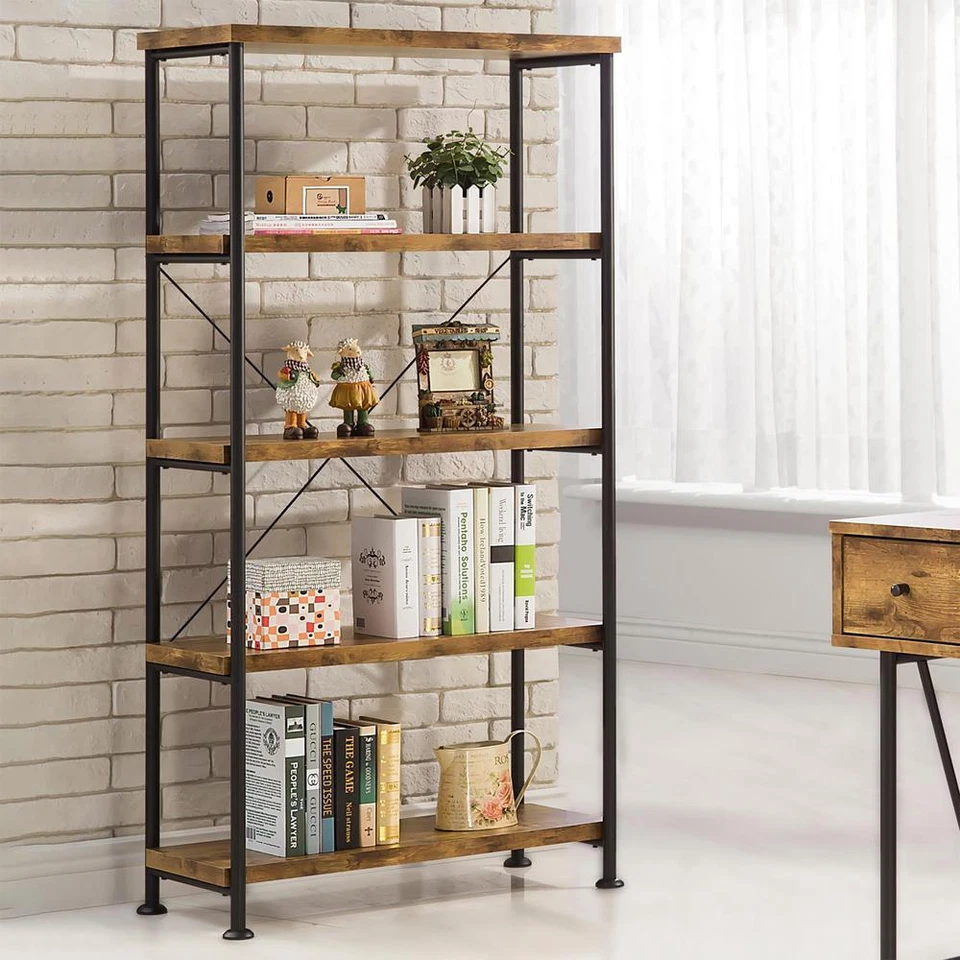 Coaster 801542 Barritt Wood and Metal Open Bookcase