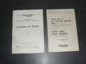 Old Lucas RM 12 Ignition Instruction Book Supplement Triumph Factory Brochure - Picture 1 of 4