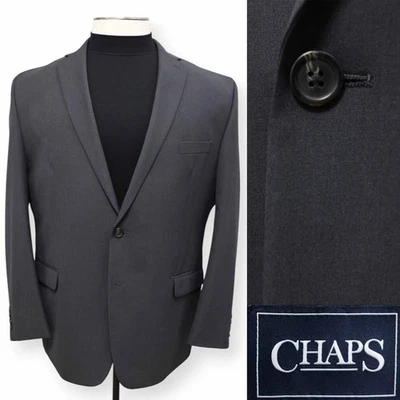 CHAPS mens solid gray two button sport coat suit jacket blazer 52 L - Image 1 of 4