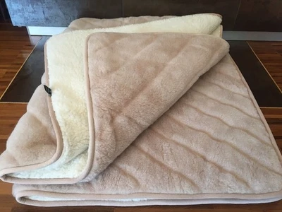 Luxuriöse Naturprodukt Bettdecke Winterdecke Duo Kamelhaar Merinowolle Gestreift - Bild 1 von 4