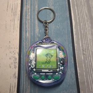 WORKING RARE Vintage 1997 Giga Pets Micro Chimp Tiger Blue Virtual Pet Keychain - Picture 1 of 11