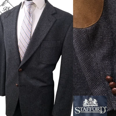 Blazer de Colección Stafford Cebada-Maíz Tweed Gamuza Codo Hombres 44R Abrigo Deportivo Chaqueta Foto 1 de 4