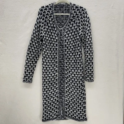 Abrigo Cárdigan Mujer Pata de Gallo Largo Frente Abierto Blanco/Negro Talla L Elegante Capricho Foto 1 de 4