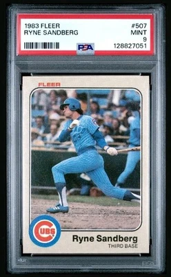Fleer #507 Ryne Sandberg 1983 PSA 9 nuevo certificado recién graduado Chicago Cubs novato radiocontrol Foto 1 de 2