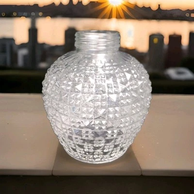 Стеклянный абажур с резьбой 2 дюйма подходит для пресса в форме желудя прозрачное стекло тиснение бриллиант - Изображение 1 из 4