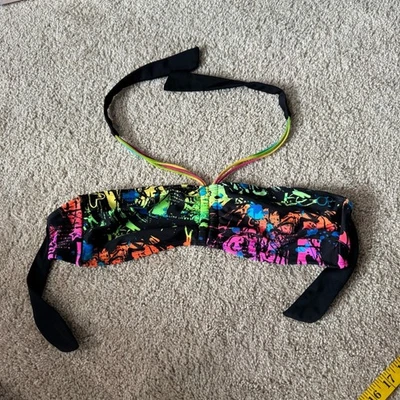 OP Rainbow Splatter Halter Bikini Top Juniors Size Medium / 7 - 9 NO PADDING - Image 1 of 4