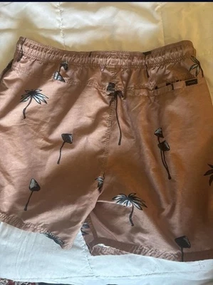 Rip curl Men’s Board Shorts Size XL  Tan With Palm Tree & Mushroom - Image 1 of 4