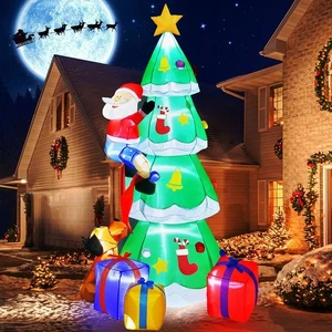 Litake 230CM Weihnachtsdeko Aussen Aufblasbarer Weihnachtsbaum Alte Mann und - Bild 1 von 7